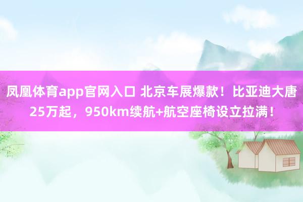 凤凰体育app官网入口 北京车展爆款！比亚迪大唐25万起，950km续航+航空座椅设立拉满！