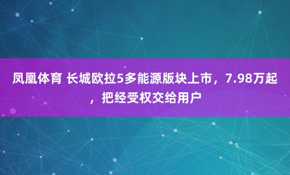 凤凰体育 长城欧拉5多能源版块上市，7.98万起，把经受权交给用户