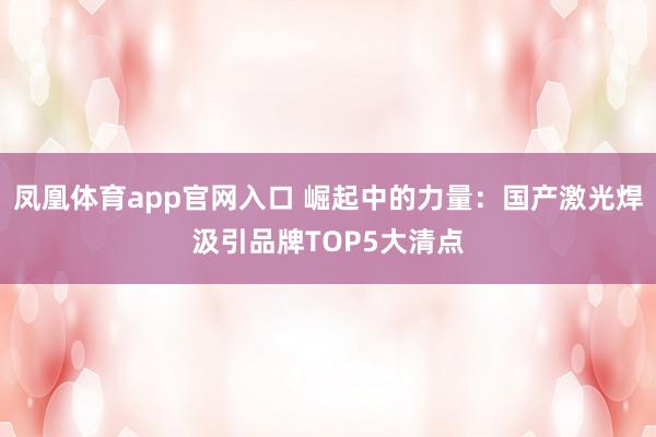 凤凰体育app官网入口 崛起中的力量：国产激光焊汲引品牌TOP5大清点