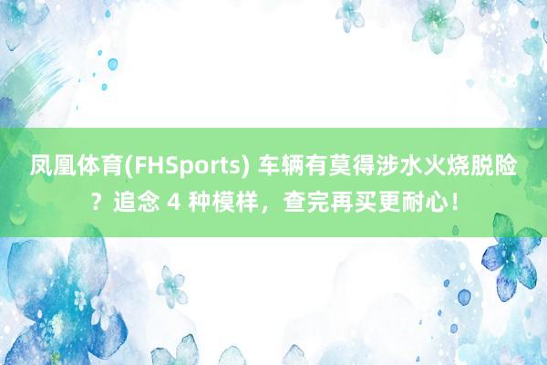 凤凰体育(FHSports) 车辆有莫得涉水火烧脱险？追念 4 种模样，查完再买更耐心！