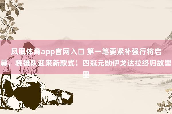 凤凰体育app官网入口 第一笔要紧补强行将启幕，骁雄队迎来新款式！四冠元勋伊戈达拉终归故里
