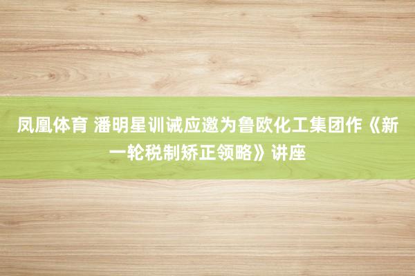 凤凰体育 潘明星训诫应邀为鲁欧化工集团作《新一轮税制矫正领略》讲座