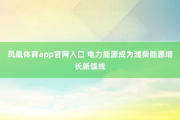 凤凰体育app官网入口 电力能源成为潍柴能源增长新弧线
