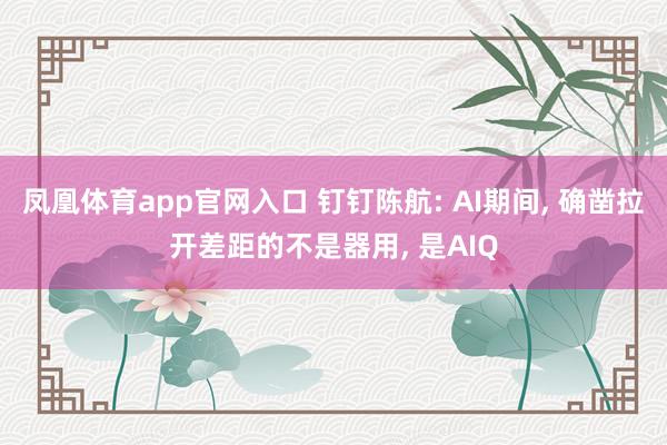凤凰体育app官网入口 钉钉陈航: AI期间, 确凿拉开差距的不是器用, 是AIQ