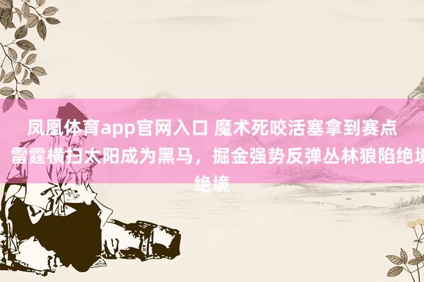 凤凰体育app官网入口 魔术死咬活塞拿到赛点，雷霆横扫太阳成为黑马，掘金强势反弹丛林狼陷绝境