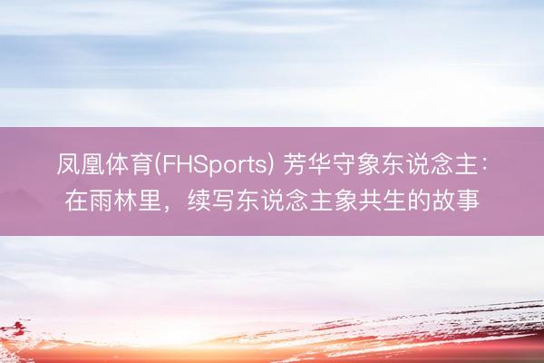 凤凰体育(FHSports) 芳华守象东说念主：在雨林里，续写东说念主象共生的故事